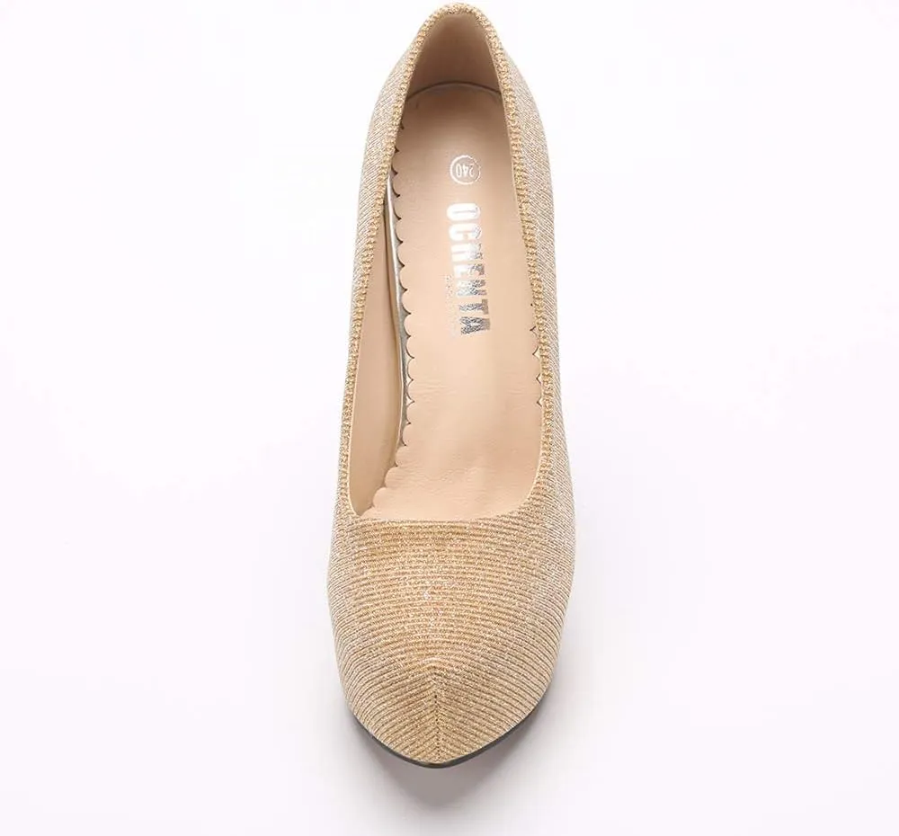 OCHENTA Women's Platform Slip On High Heels Dress Pumps
