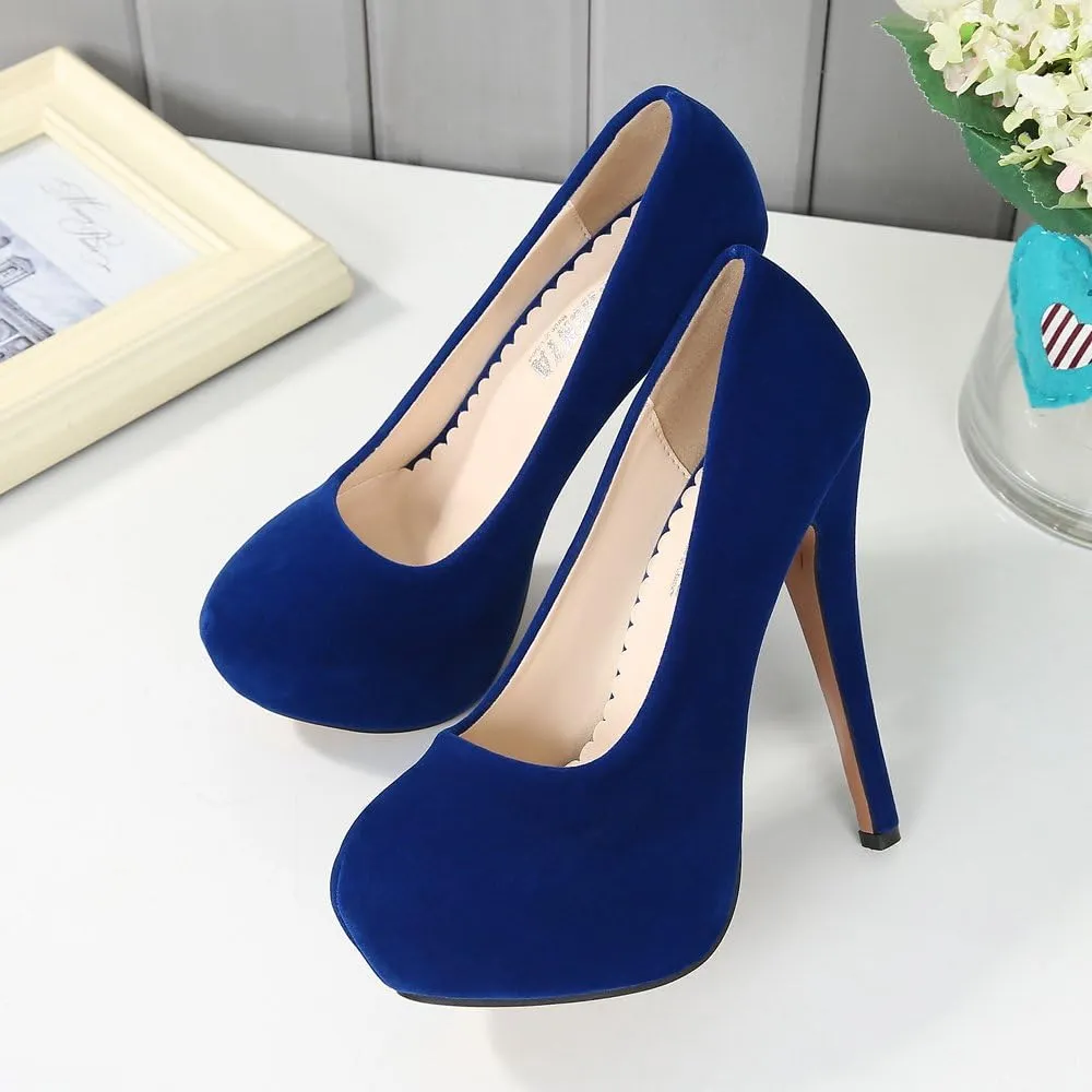 OCHENTA Women's Platform Slip On High Heels Dress Pumps