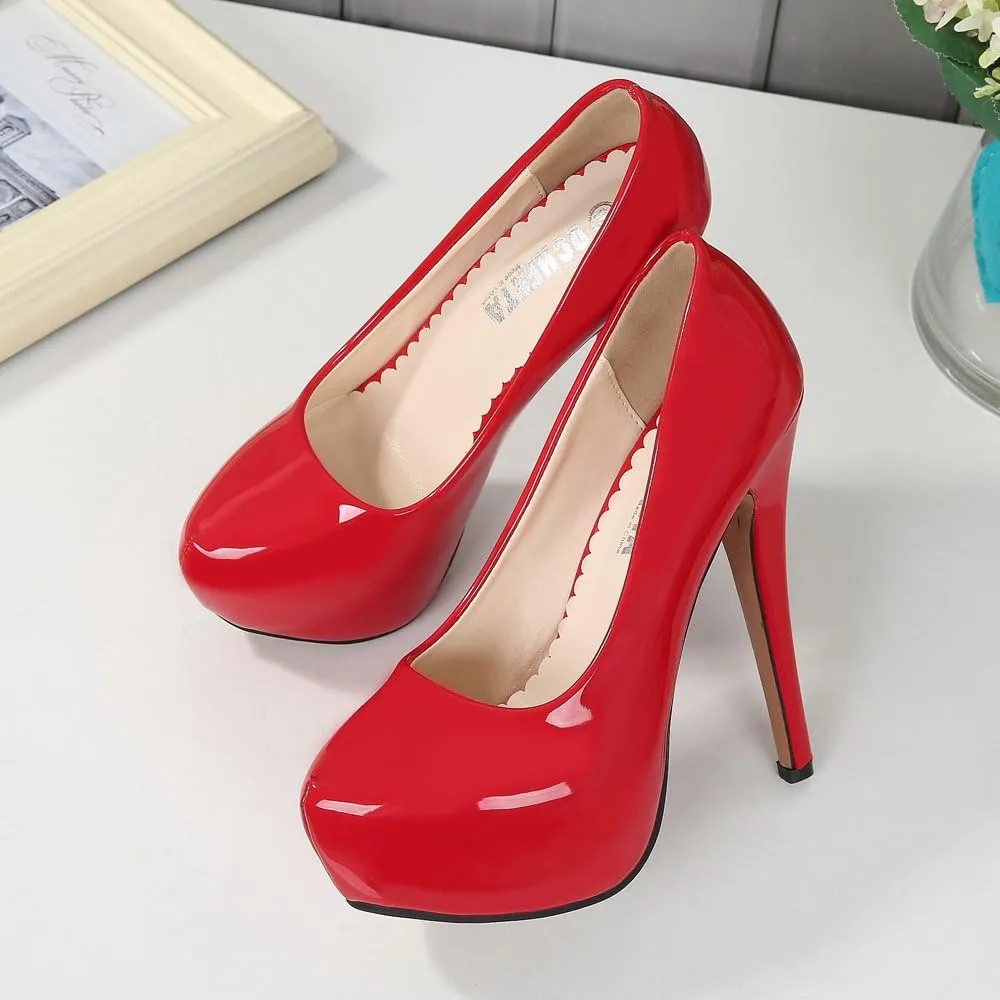 OCHENTA Women's Platform Slip On High Heels Dress Pumps