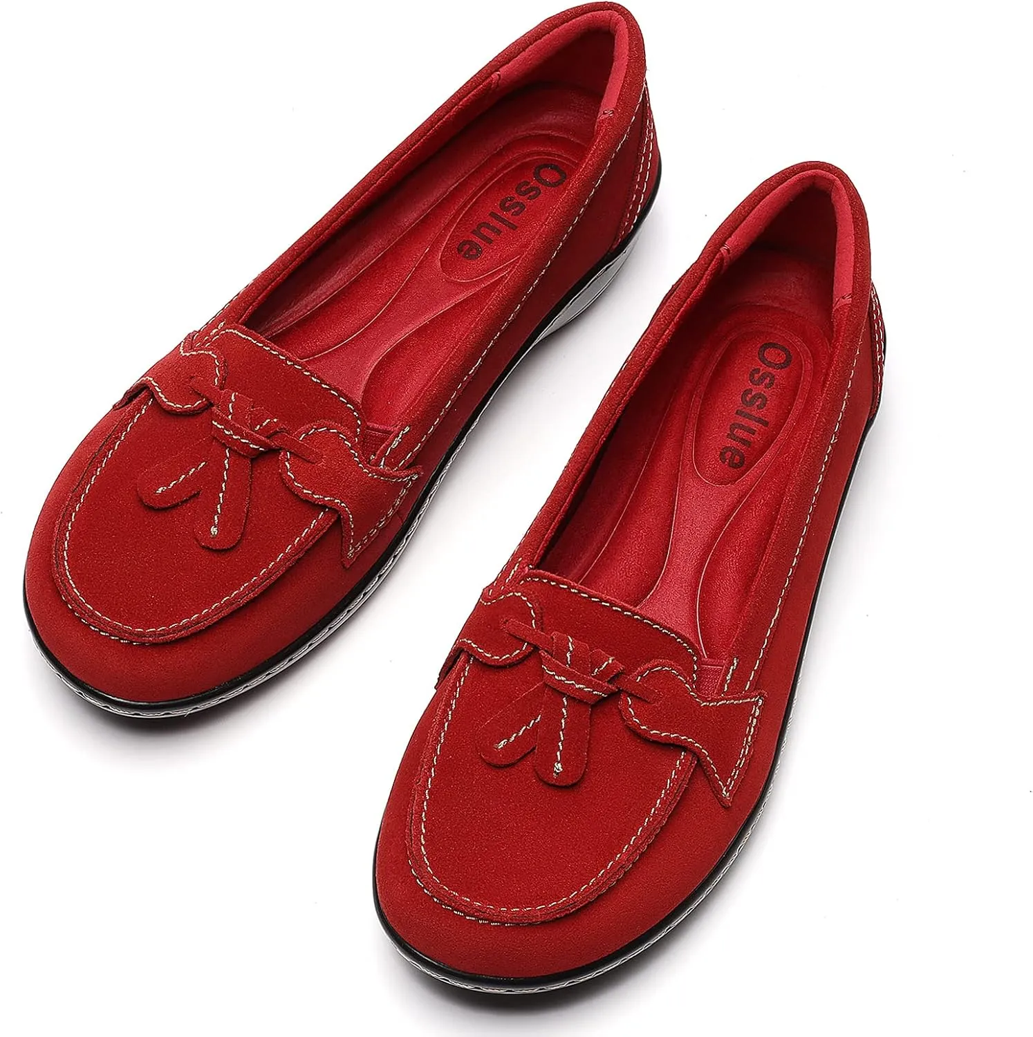 Osslue Women's Classic Microsuede Leather Penny Loafers Retro Ladies Moccasins Driving Mocs Fashion Tassel Boat Shoes Comfort Slip-On Casual Walking Flats