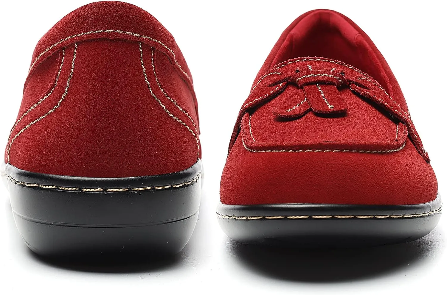 Osslue Women's Classic Microsuede Leather Penny Loafers Retro Ladies Moccasins Driving Mocs Fashion Tassel Boat Shoes Comfort Slip-On Casual Walking Flats