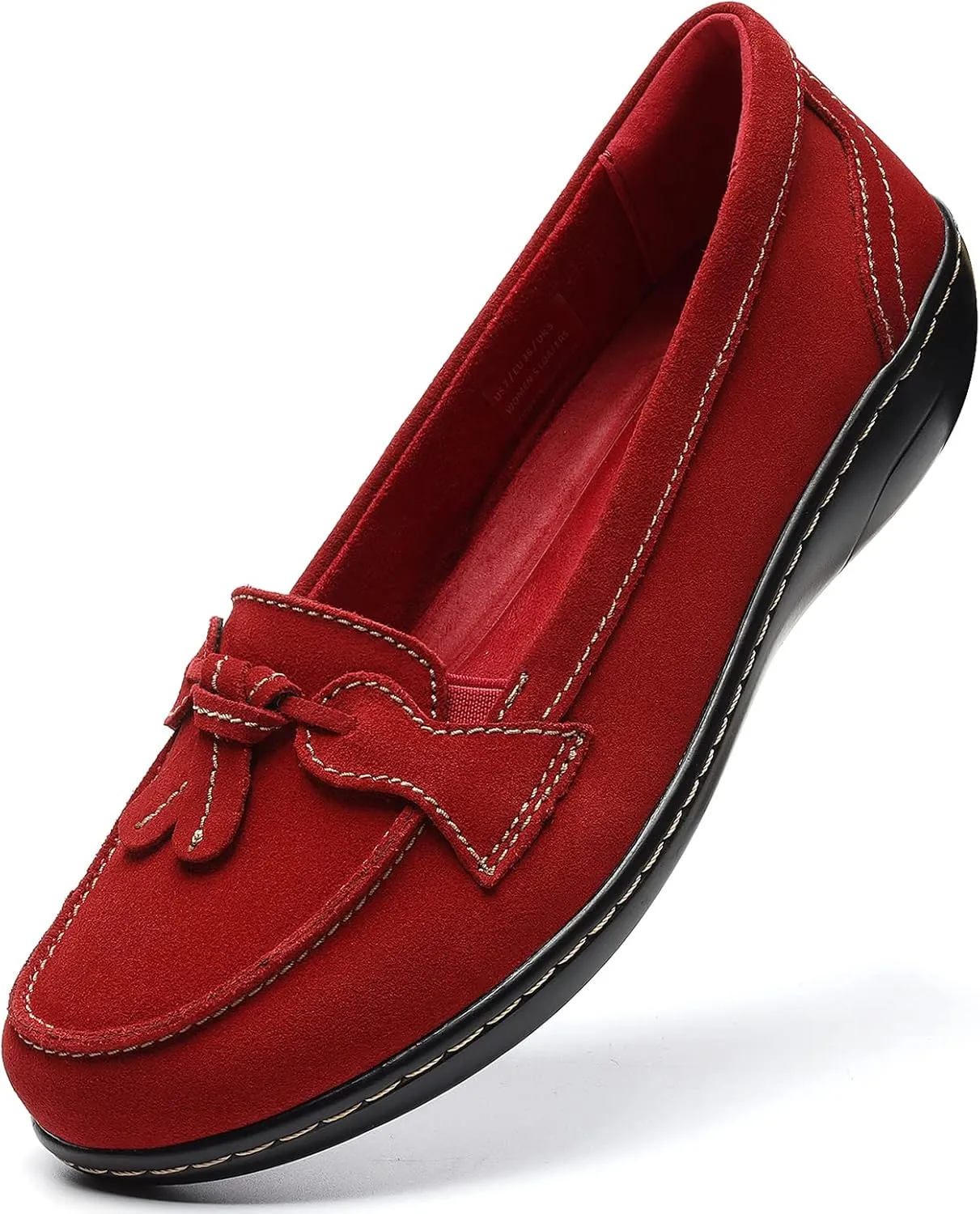 Osslue Women's Classic Microsuede Leather Penny Loafers Retro Ladies Moccasins Driving Mocs Fashion Tassel Boat Shoes Comfort Slip-On Casual Walking Flats