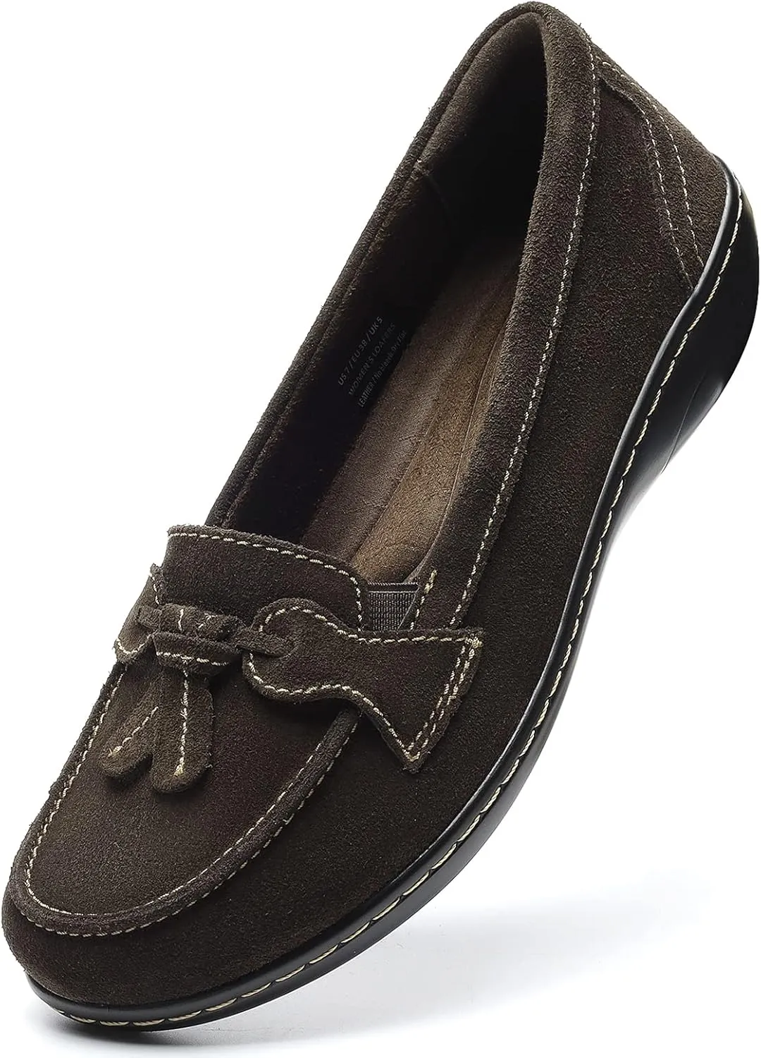 Osslue Women's Classic Microsuede Leather Penny Loafers Retro Ladies Moccasins Driving Mocs Fashion Tassel Boat Shoes Comfort Slip-On Casual Walking Flats