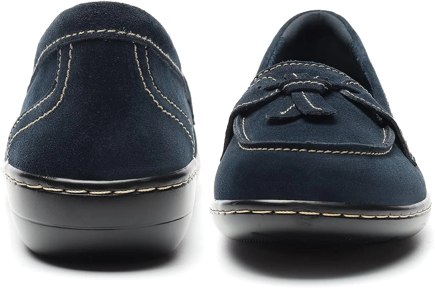 Osslue Women's Classic Microsuede Leather Penny Loafers Retro Ladies Moccasins Driving Mocs Fashion Tassel Boat Shoes Comfort Slip-On Casual Walking Flats