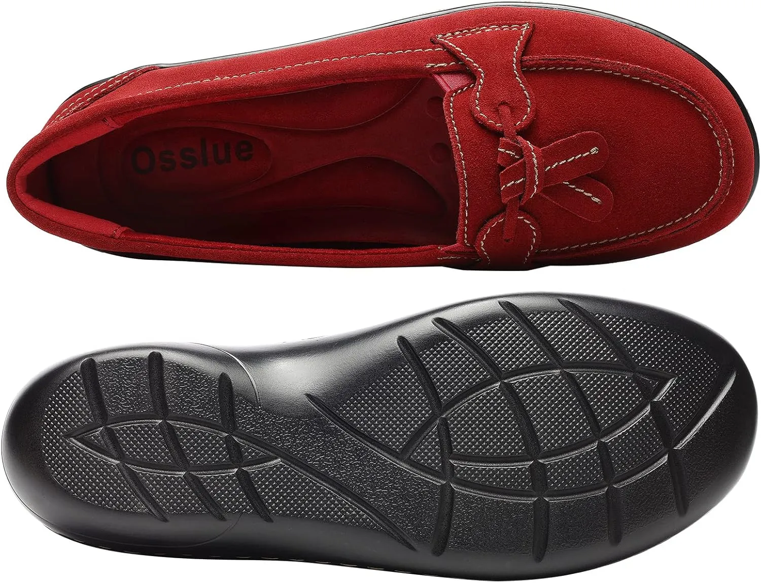 Osslue Women's Classic Microsuede Leather Penny Loafers Retro Ladies Moccasins Driving Mocs Fashion Tassel Boat Shoes Comfort Slip-On Casual Walking Flats