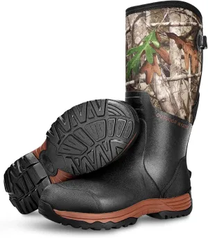 OutdoorMaster Hunting Boots for Men, Waterproof Rubber Neoprene Boots, Anti-slipped Insulated Outdoor Boots