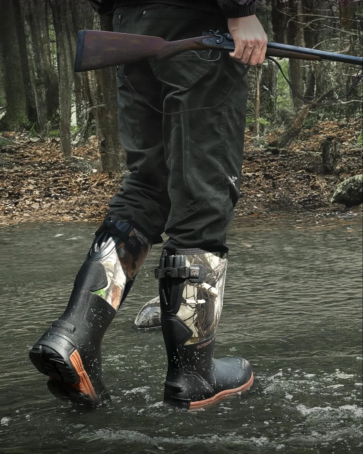 OutdoorMaster Hunting Boots for Men, Waterproof Rubber Neoprene Boots, Anti-slipped Insulated Outdoor Boots