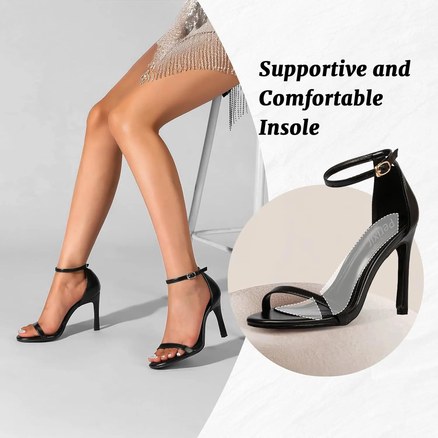 perixir Strappy Heels for Women High Stiletto Heels Sexy Prom Dressy Sandals Ankle Strap Heels Dainty Rope Stiletto Heel