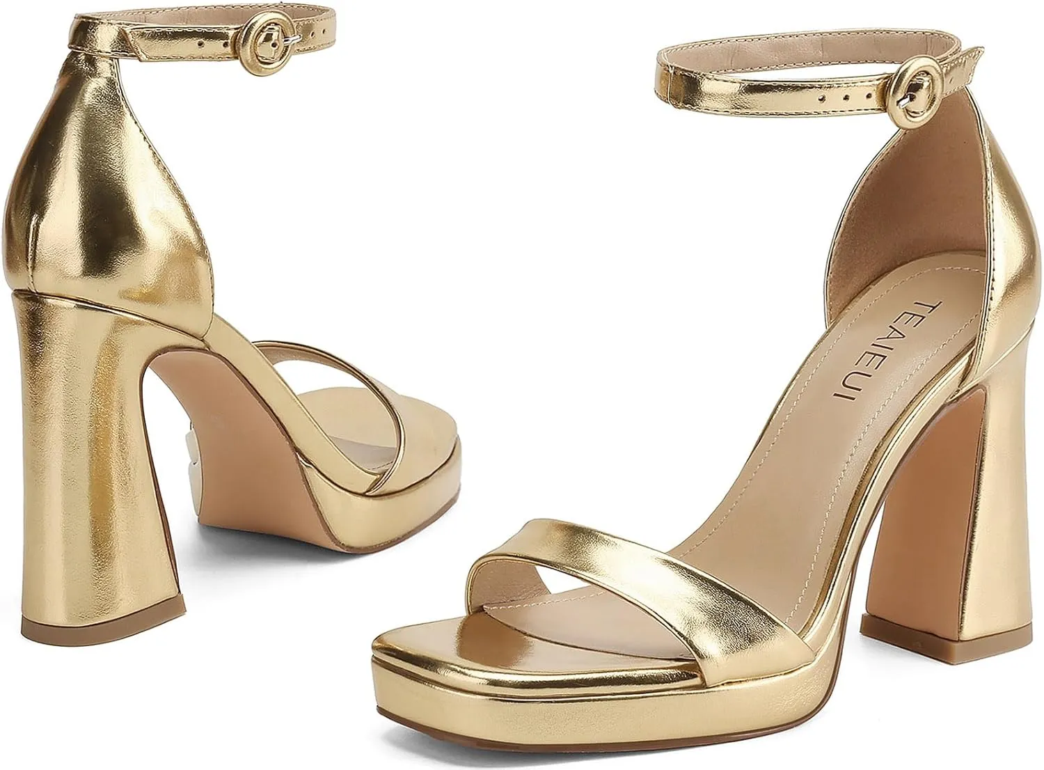 Platform Heels for Women Chunky High Heels with Ankle Strap Square Toe Strappy Heels for Women Heeled Sandals
