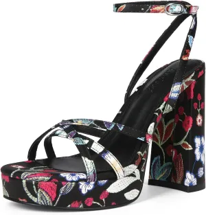 Platform Heels for Women Strappy Block Chunky High Heels Open Toe Ankle Strap Sandals Fashion Lace Up Wedding Party Evening Prom Dance Dress Shoes