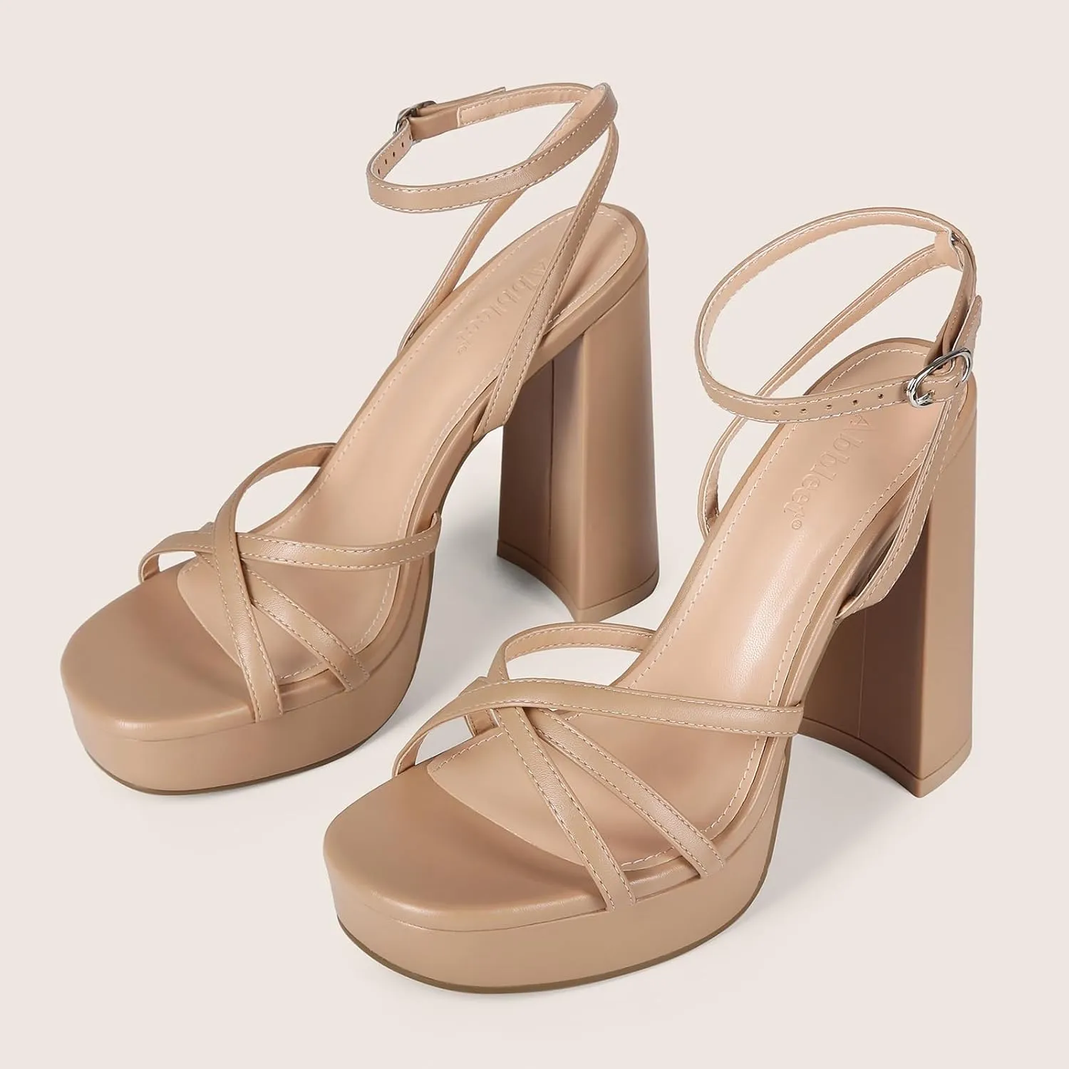 Platform Heels for Women Strappy Block Chunky High Heels Open Toe Ankle Strap Sandals Fashion Lace Up Wedding Party Evening Prom Dance Dress Shoes