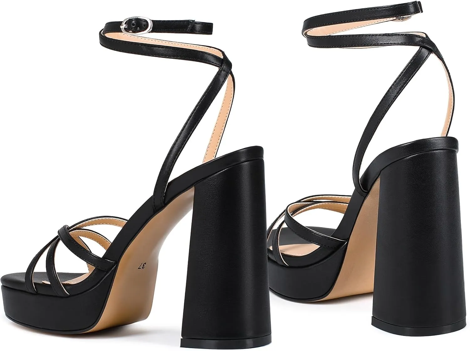 Platform Heels for Women Strappy Block Chunky High Heels Open Toe Ankle Strap Sandals Fashion Lace Up Wedding Party Evening Prom Dance Dress Shoes