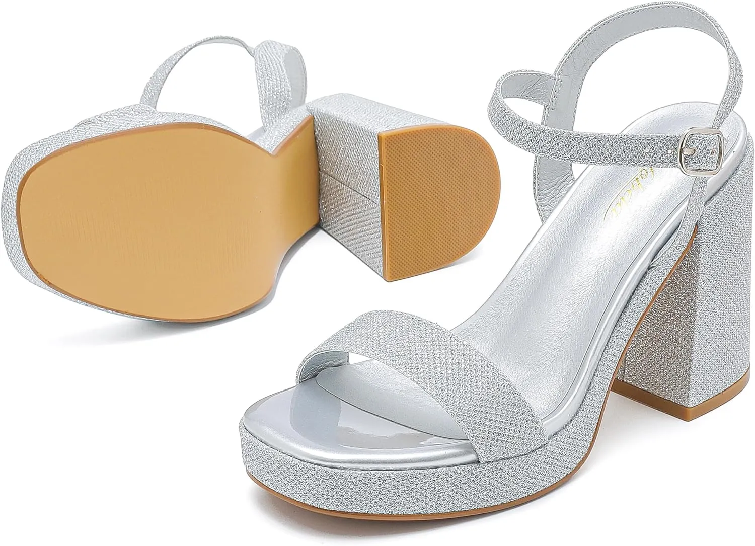 Platform Sandals Women Fashion Block Chunky Heeled Sandals Open Toe High Heels Evening Wedding Party Prom Dance Summer Ankle Strap Dress Shoes