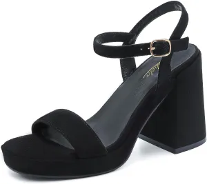 Platform Sandals Women Fashion Block Chunky Heeled Sandals Open Toe High Heels Evening Wedding Party Prom Dance Summer Ankle Strap Dress Shoes
