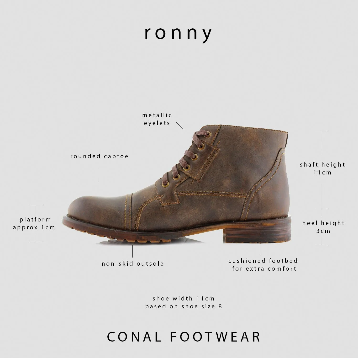 Polar Fox Ronny MPX806037 Mens Casual Work Lace Up Classic Motorcycle Combat Boots