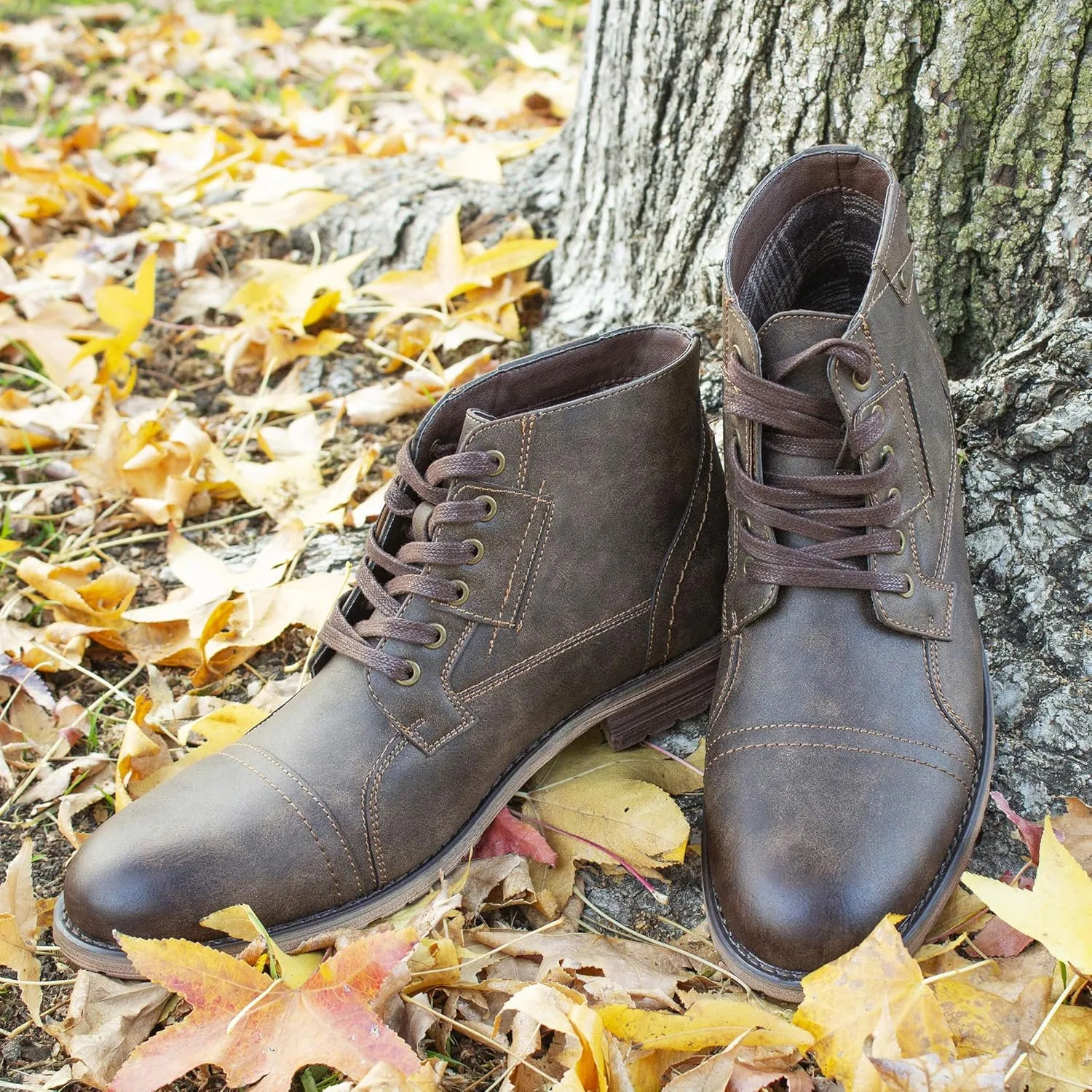 Polar Fox Ronny MPX806037 Mens Casual Work Lace Up Classic Motorcycle Combat Boots