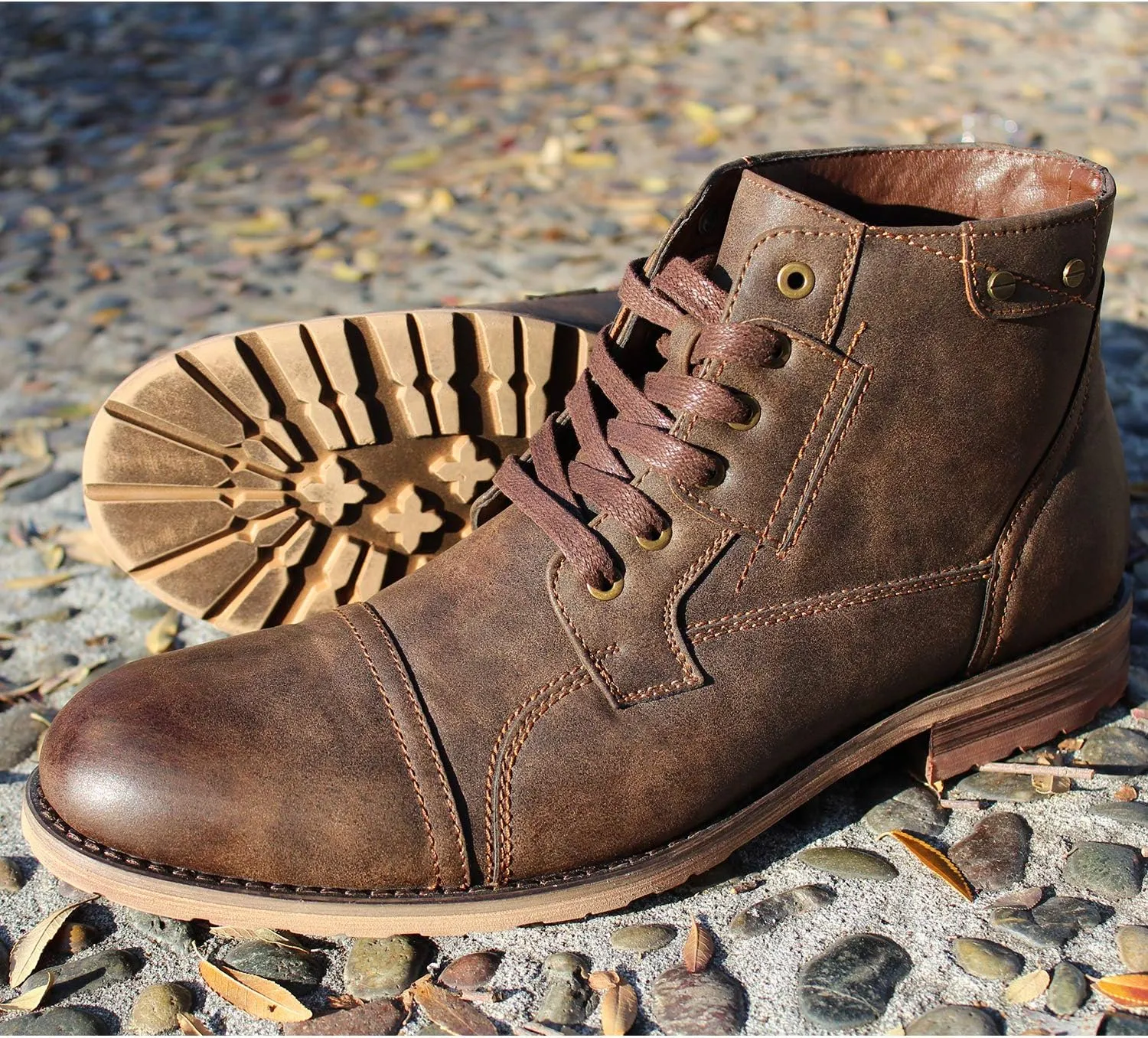 Polar Fox Ronny MPX806037 Mens Casual Work Lace Up Classic Motorcycle Combat Boots