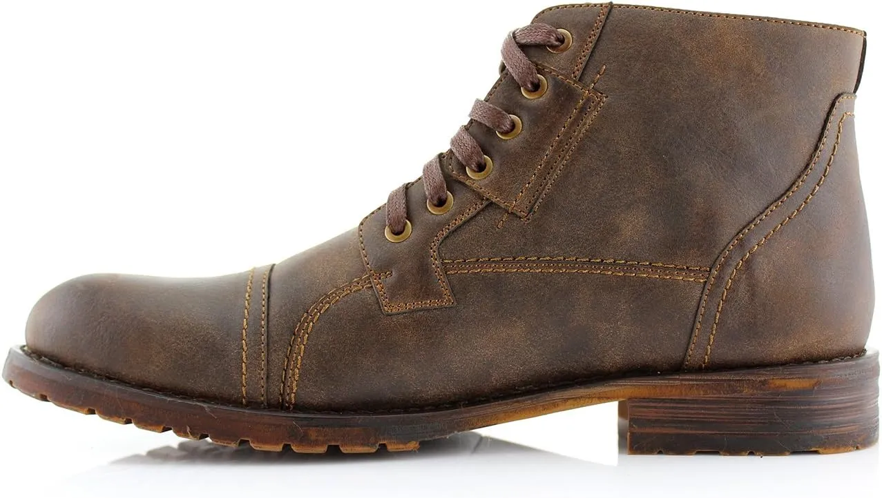 Polar Fox Ronny MPX806037 Mens Casual Work Lace Up Classic Motorcycle Combat Boots
