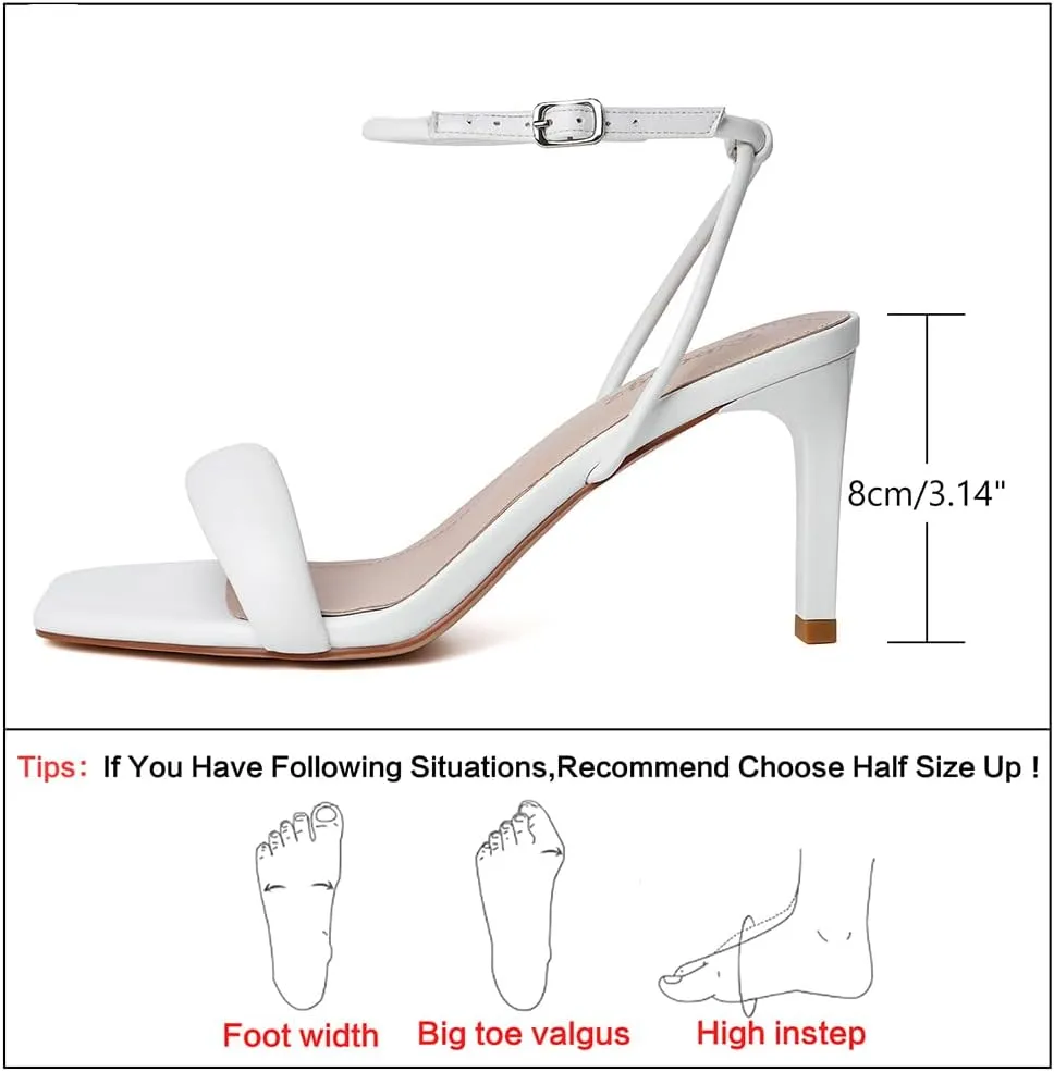 RIBONGZ Womens Sandals Dressy Gold Strappy Square Open Toe Chunky Heels Ankle Strap Kitten Sexy High Heels Prom Wedding Party Evening Summer Bridal Shoes