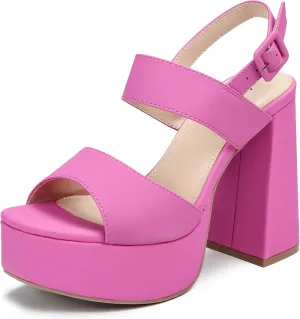 risdoada Platform Heels for Women 4.53 Inches Chunky High Heels Ankle Strap Square Toe Heeled Sandals Wedding Party Wedges Pumps