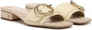Sam Edelman Women's Delfi Bleached Wheat Slip On Open Toe Flat Slide Mule Sandal (Bleached Wheat, 7)
