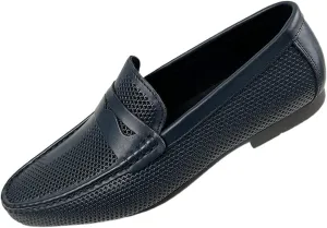 Santimon Men's Dress Loafers Leather Shoes - Classic Penny Loafers for Work, Casual-Non-Slip, Comfortable Walking Shoes-Breathable Hollow Design Mocasines