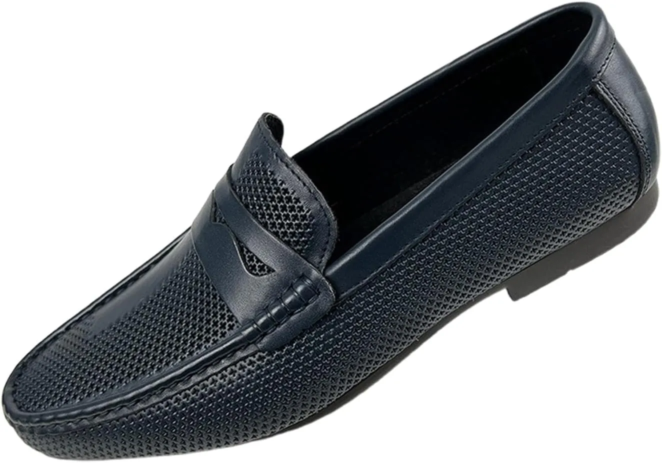Santimon Men's Dress Loafers Leather Shoes - Classic Penny Loafers for Work, Casual-Non-Slip, Comfortable Walking Shoes-Breathable Hollow Design Mocasines