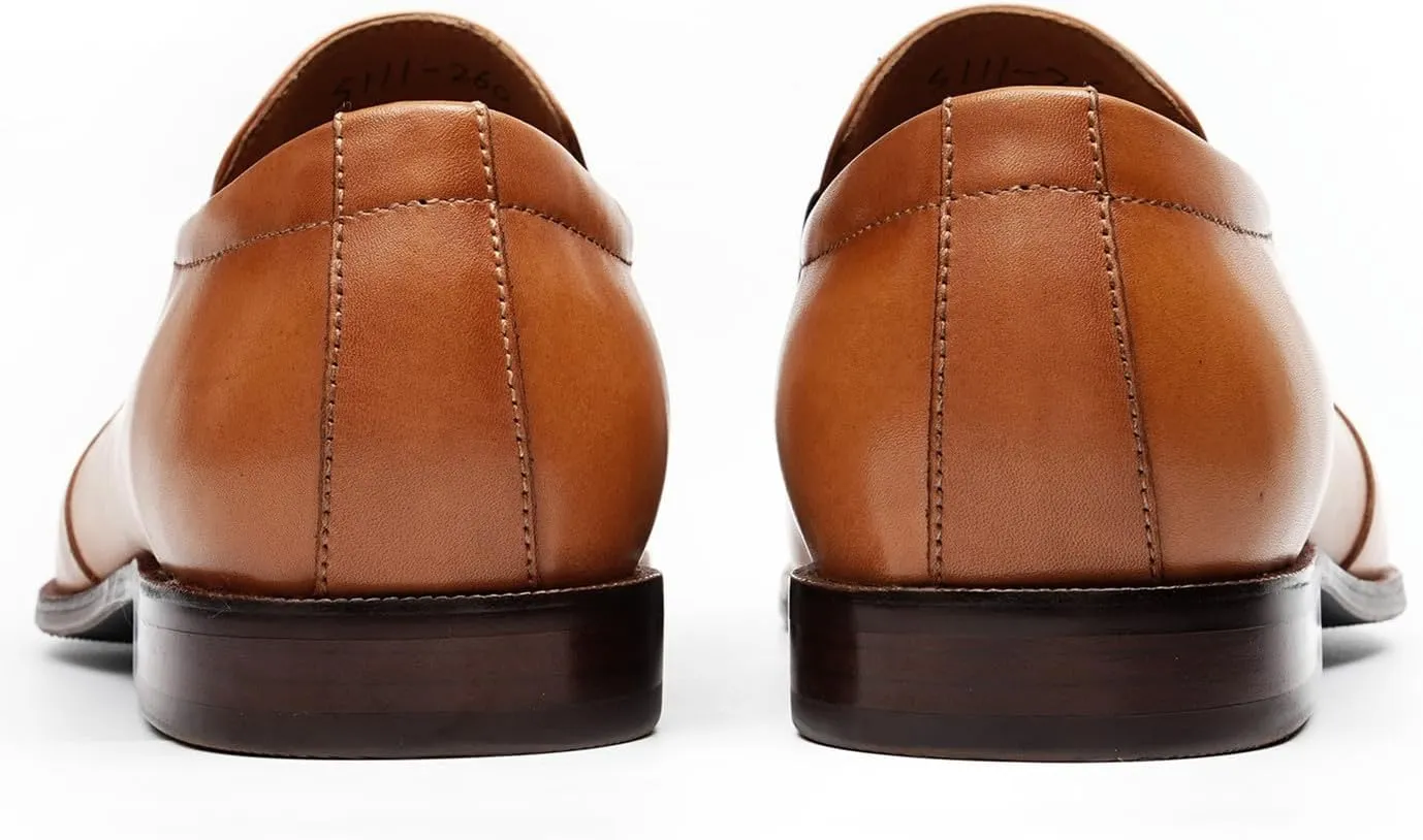 Santimon Men's Slip-On Tassel Loafers - Genuine Leather Penny Loafers Dress Shoes, Classic Formal Footwear for Business Casual, Weddings & Casual Events