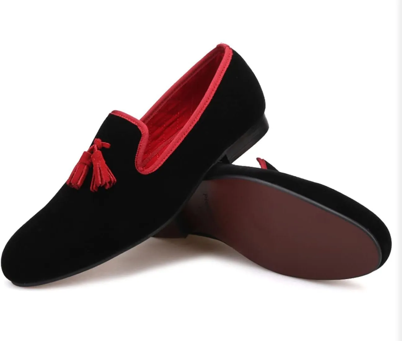 Santimon Mens Tassel Loafers Slip On Wedding Dress Velvet Penny Loafers Fashion Tuxedo Formal Business Casual Luxury Prom Shoes Smoking Party Ballroom Disco Moccasins for Men