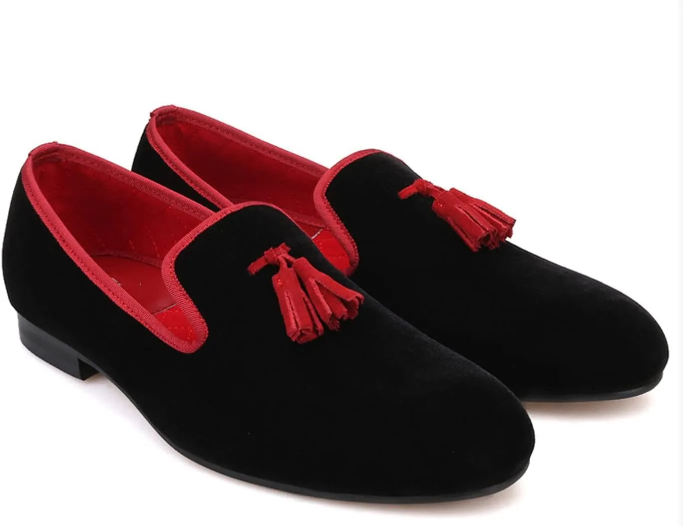 Santimon Mens Tassel Loafers Slip On Wedding Dress Velvet Penny Loafers Fashion Tuxedo Formal Business Casual Luxury Prom Shoes Smoking Party Ballroom Disco Moccasins for Men