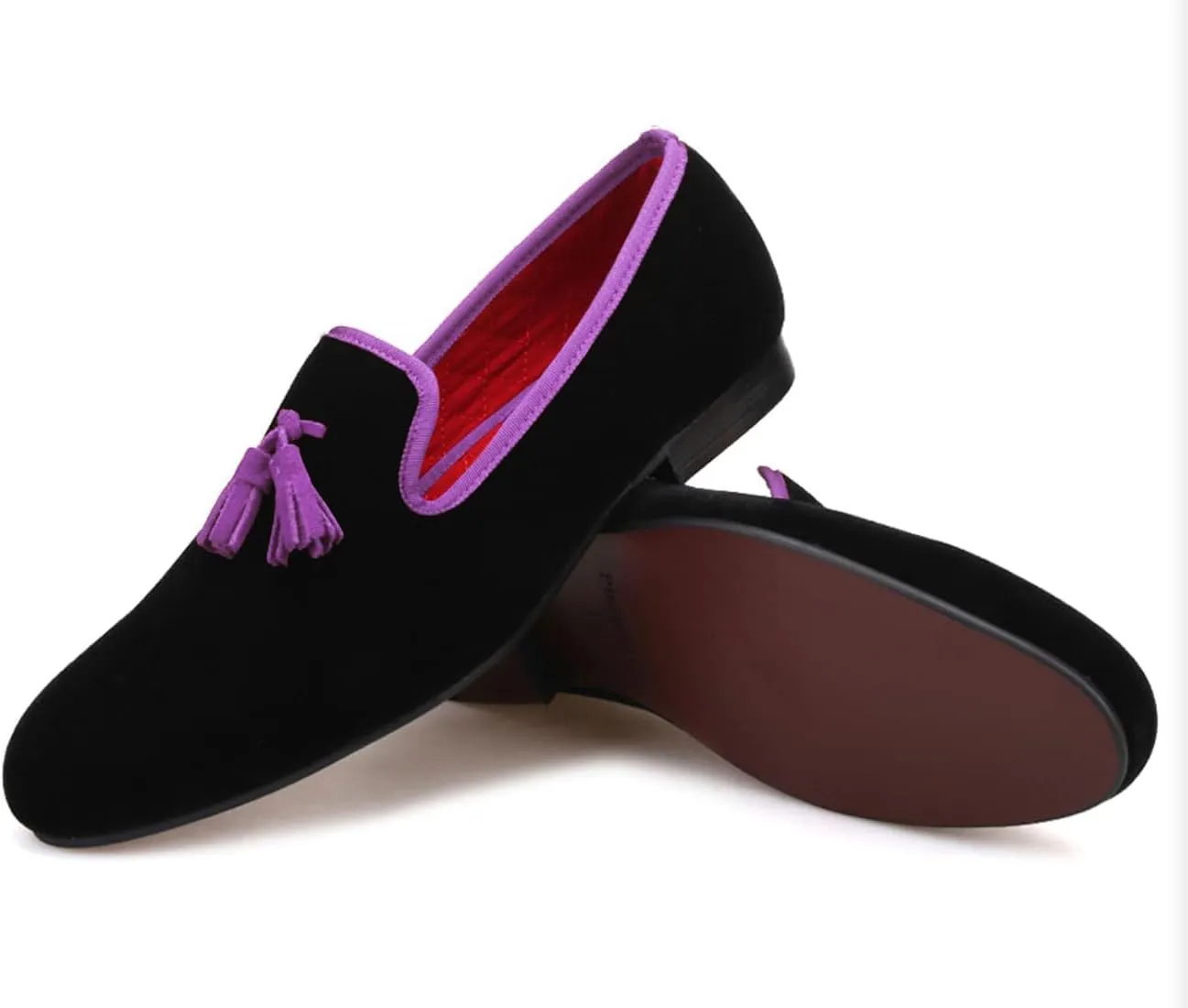 Santimon Mens Tassel Loafers Slip On Wedding Dress Velvet Penny Loafers Fashion Tuxedo Formal Business Casual Luxury Prom Shoes Smoking Party Ballroom Disco Moccasins for Men