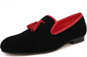 Santimon Mens Tassel Loafers Slip On Wedding Dress Velvet Penny Loafers Fashion Tuxedo Formal Business Casual Luxury Prom Shoes Smoking Party Ballroom Disco Moccasins for Men