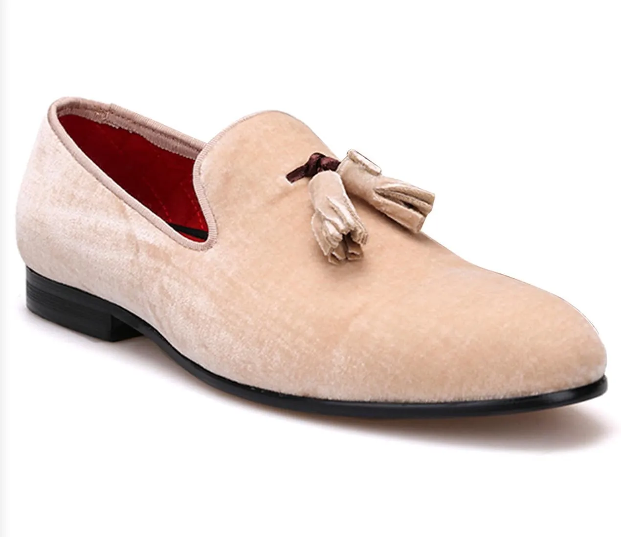 Santimon Mens Tassel Loafers Slip On Wedding Dress Velvet Penny Loafers Fashion Tuxedo Formal Business Casual Luxury Prom Shoes Smoking Party Disco Slippers Suede Moccasins for Men