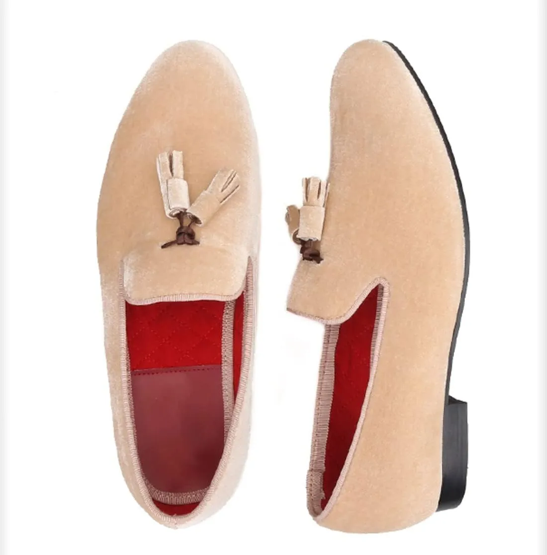 Santimon Mens Tassel Loafers Slip On Wedding Dress Velvet Penny Loafers Fashion Tuxedo Formal Business Casual Luxury Prom Shoes Smoking Party Disco Slippers Suede Moccasins for Men