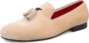 Santimon Mens Tassel Loafers Slip On Wedding Dress Velvet Penny Loafers Fashion Tuxedo Formal Business Casual Luxury Prom Shoes Smoking Party Disco Slippers Suede Moccasins for Men