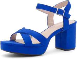 Shoe Land SL-Sabrina Women's Platform Heels, 3-Inch Chunky Block Heeled Sandals, Square Open Toe Ankle Strappy Dressy Heels for Prom, Wedding, Party, and Evening