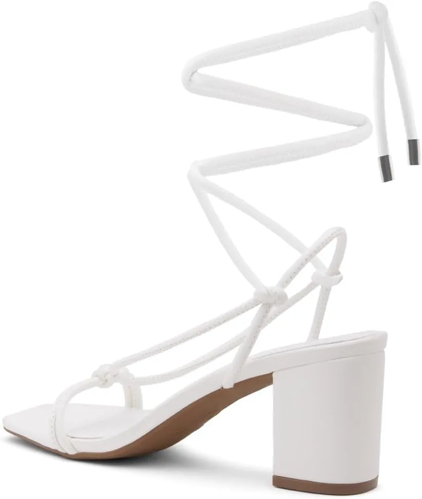 Shoe Land SL-Sweets Women's Lace-Up Chunky Low Heels, Strappy Ankle Wrap Tie-Up Block Short Heels – Semi-Casual Heeled Sandals for Prom Wedding and Party