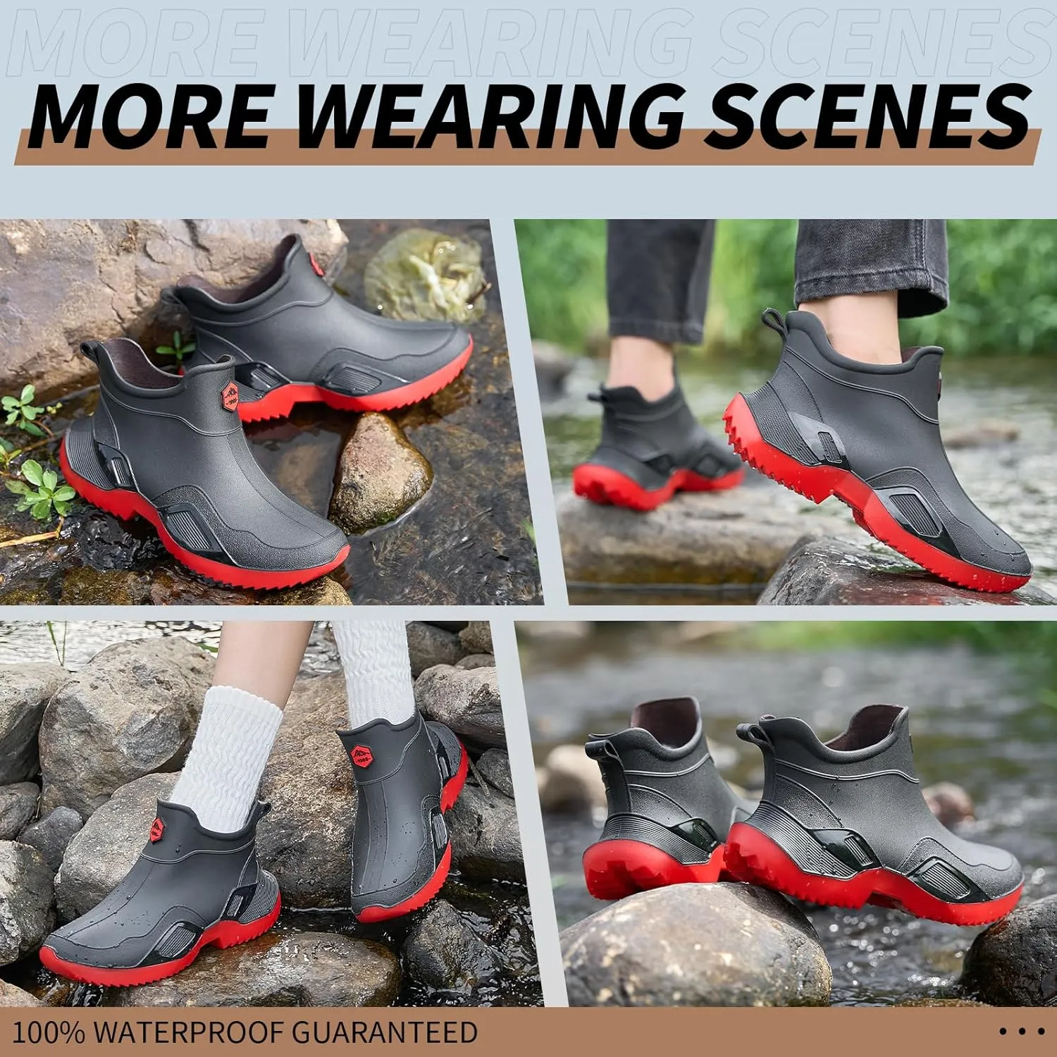 Short rain boots women waterproof deck boots for men ankle fishing boot comfortable garden work shoes lightweight chelsea boot for Boating Camping Sailing