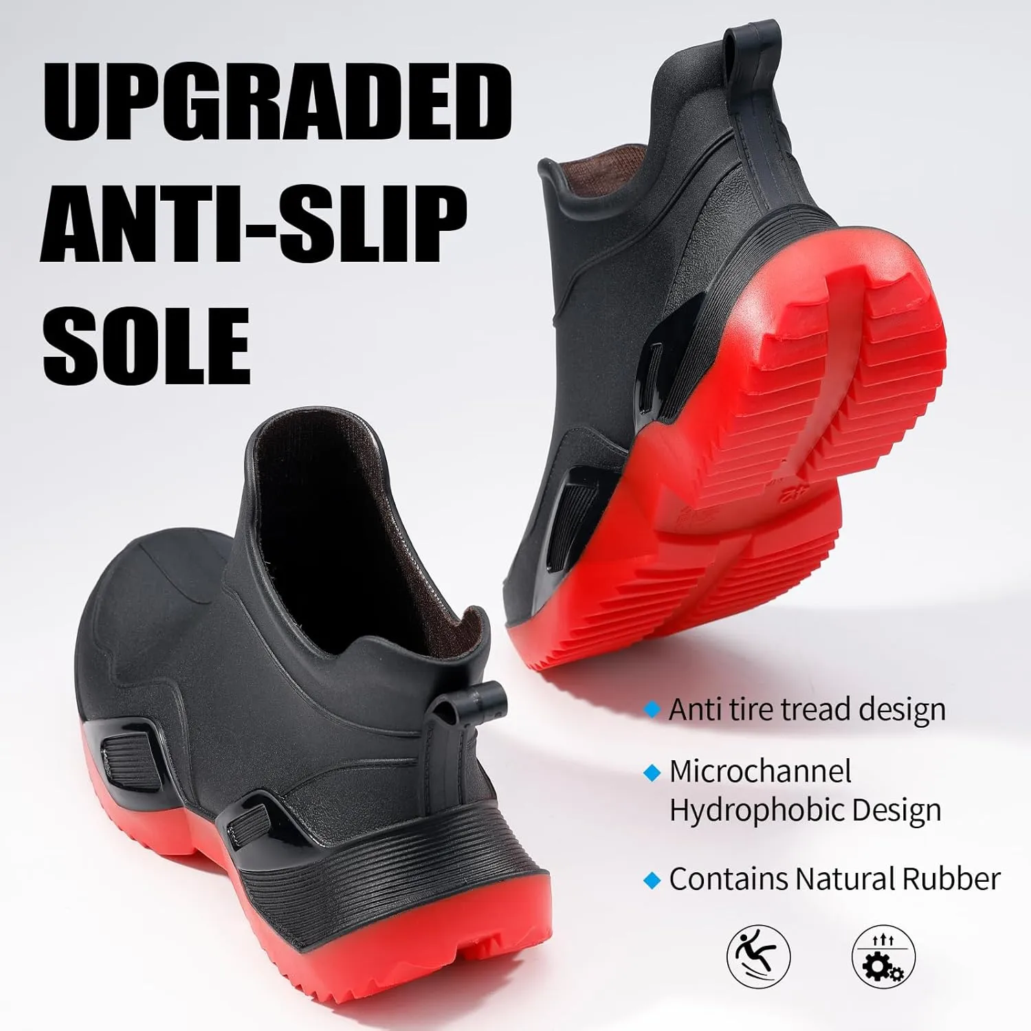 Short rain boots women waterproof deck boots for men ankle fishing boot comfortable garden work shoes lightweight chelsea boot for Boating Camping Sailing