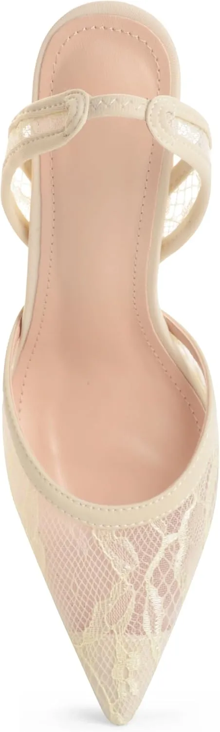 Slingback Mesh Mule Heels for Women with 3.75 Inches Heel