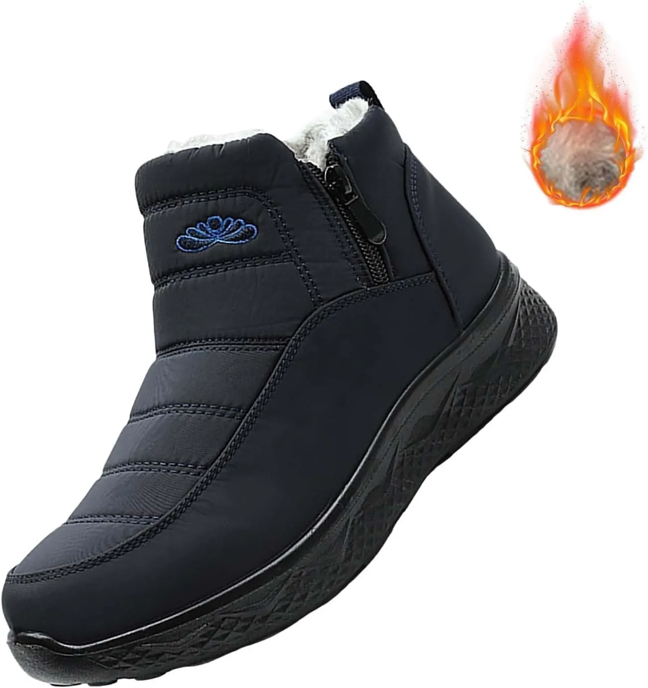 Snow Boots for Couples Waterproof Insulated Women's Warm Sheepskin-Lined Boots Men Winter Ankle Boots Slip-on Short Fur Lined Boot Comfort Orthopedic Fuzzy Thermal Booties Arch Support Shoes
