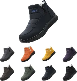 Snow Boots for Couples Waterproof Insulated Women's Warm Sheepskin-Lined Boots Men Winter Ankle Boots Slip-on Short Fur Lined Boot Comfort Orthopedic Fuzzy Thermal Booties Arch Support Shoes