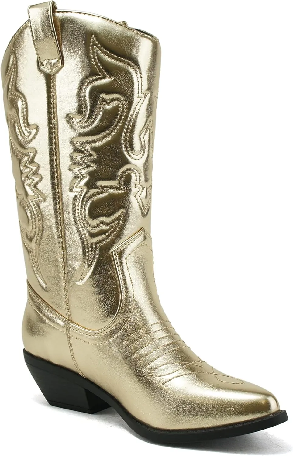 Soda RENO ~ Women Western Cowboy Stitched Pointe Toe Low Heel Ankle Mid Shaft Fashion Boots