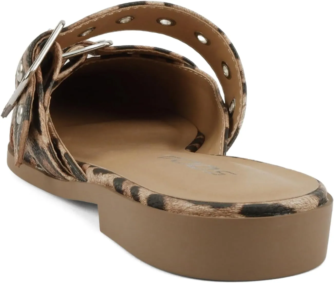 Soda Usual ~ Women Pointed Toe Slip-On Low Heel Mule with Buckle Straps