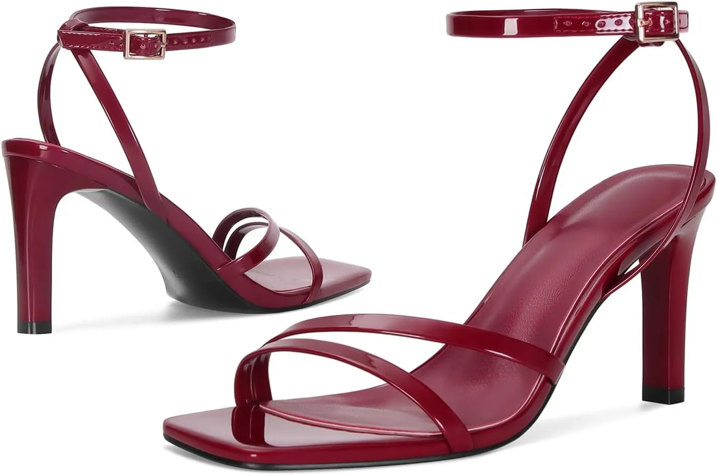 SOVANYOU Heeled Sandals for Women Dressy Square Open Toe Strappy High Heels with Ankle Strap for Wedding Party Daily Wear
