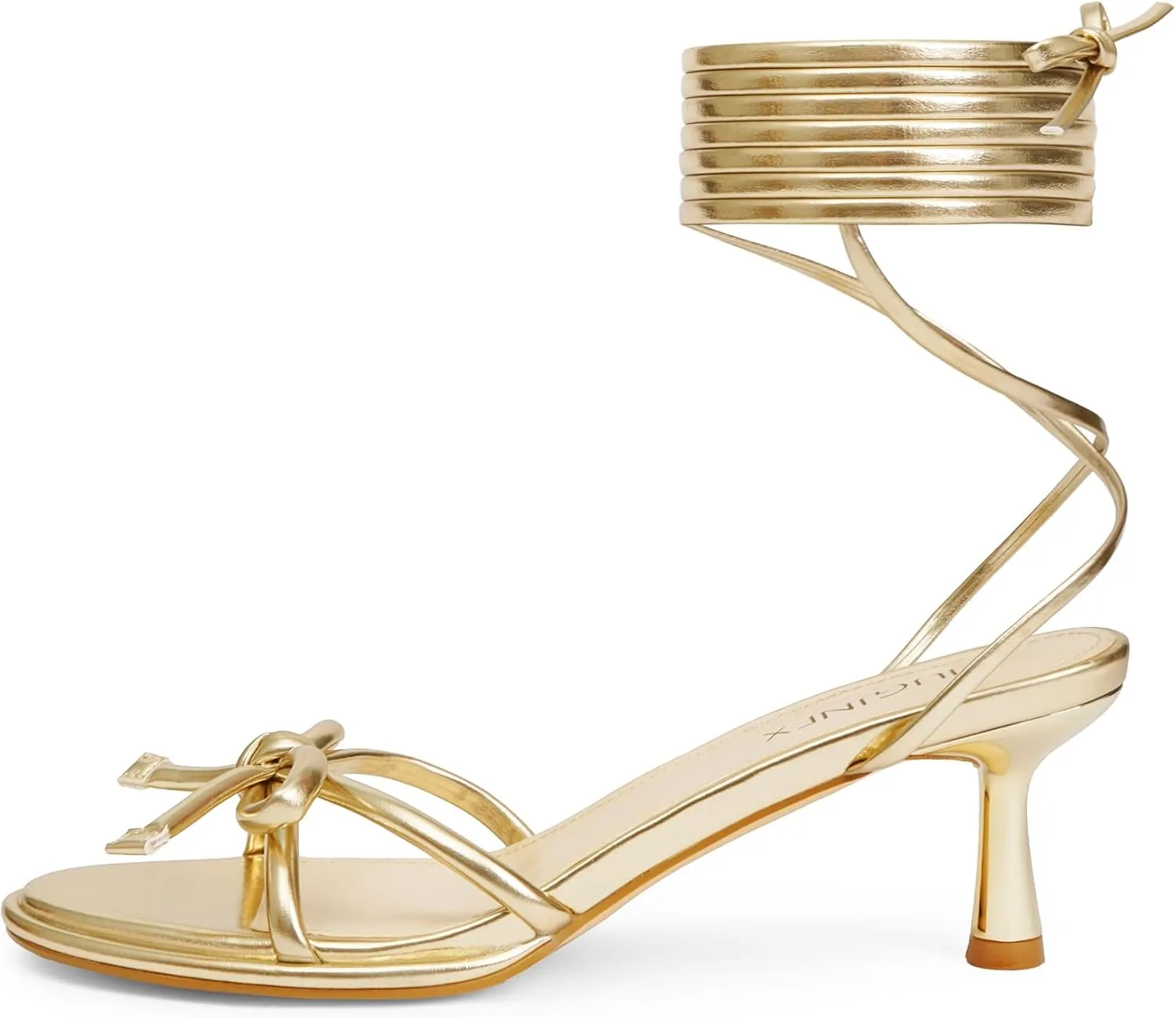 Strappy Heels Bow Tie Kitten Heels for Women Lace up Sandals Rounded Toe Party Dressy Prom Shoes