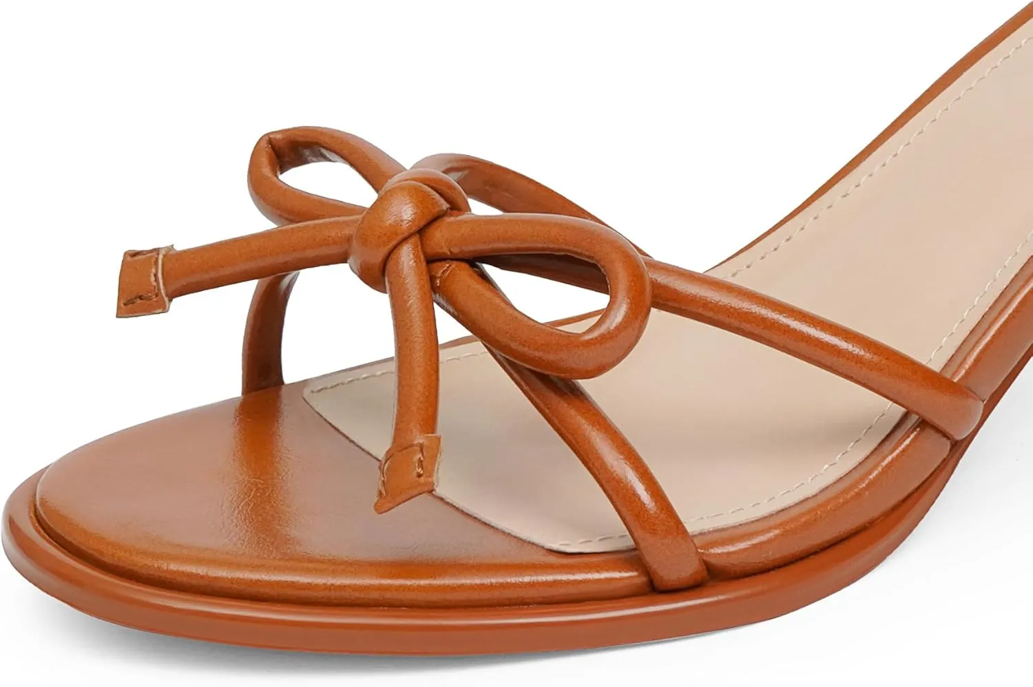 Strappy Heels Bow Tie Kitten Heels for Women Lace up Sandals Rounded Toe Party Dressy Prom Shoes