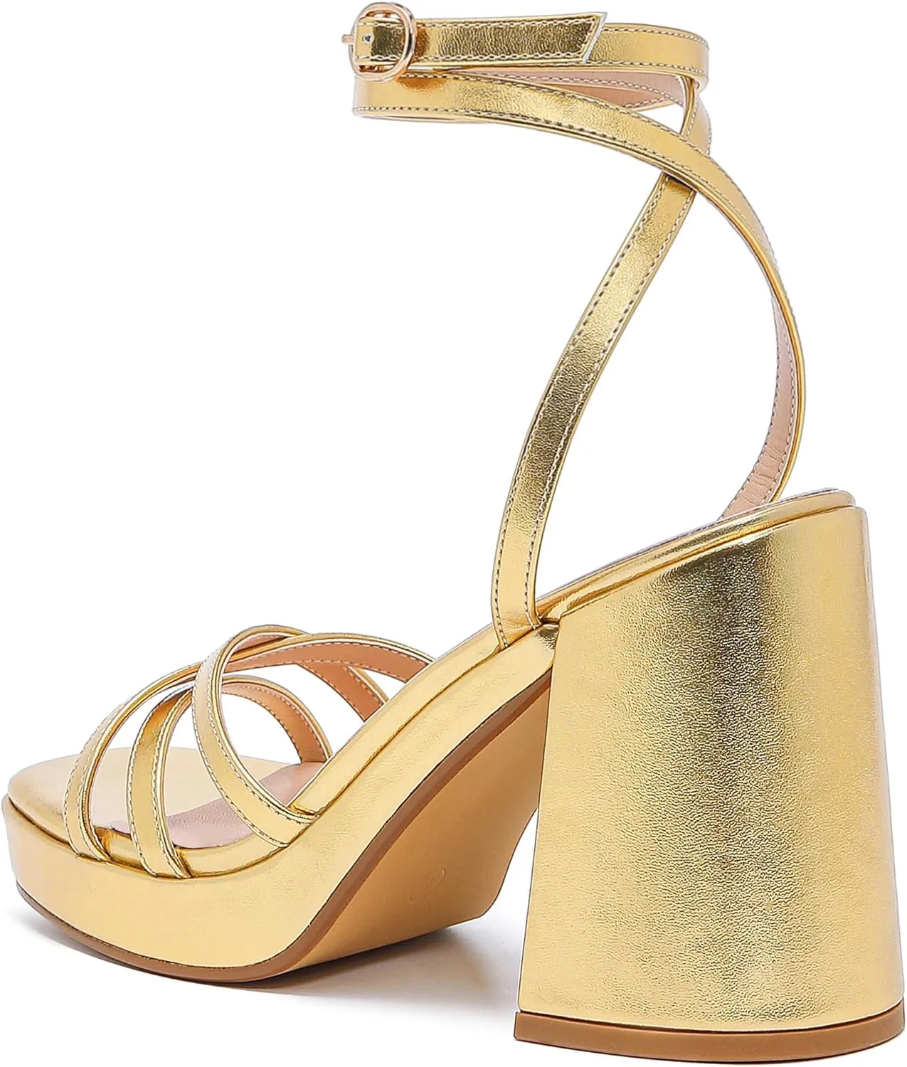 Strappy Platform Heels for Women Heeled Sandals with Lace Up Ankle Strap Square Open Toe Block Heels for Wedding Work Party Prom Dress