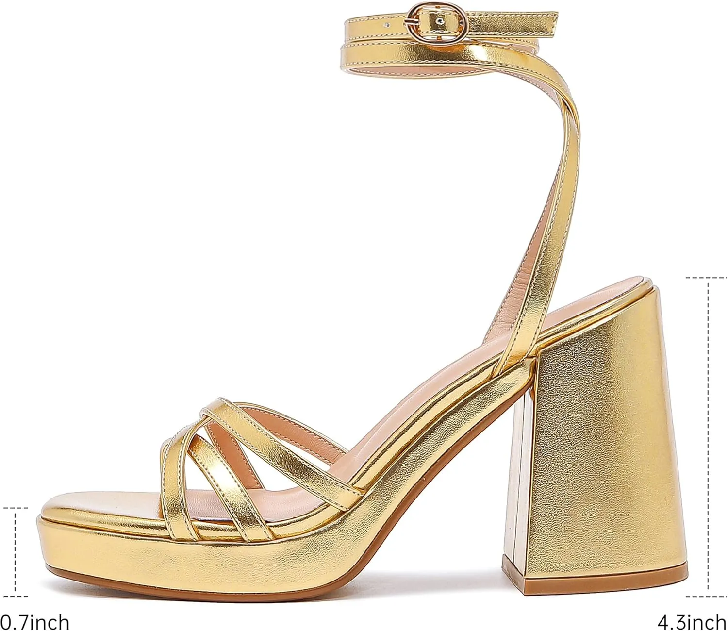 Strappy Platform Heels for Women Heeled Sandals with Lace Up Ankle Strap Square Open Toe Block Heels for Wedding Work Party Prom Dress