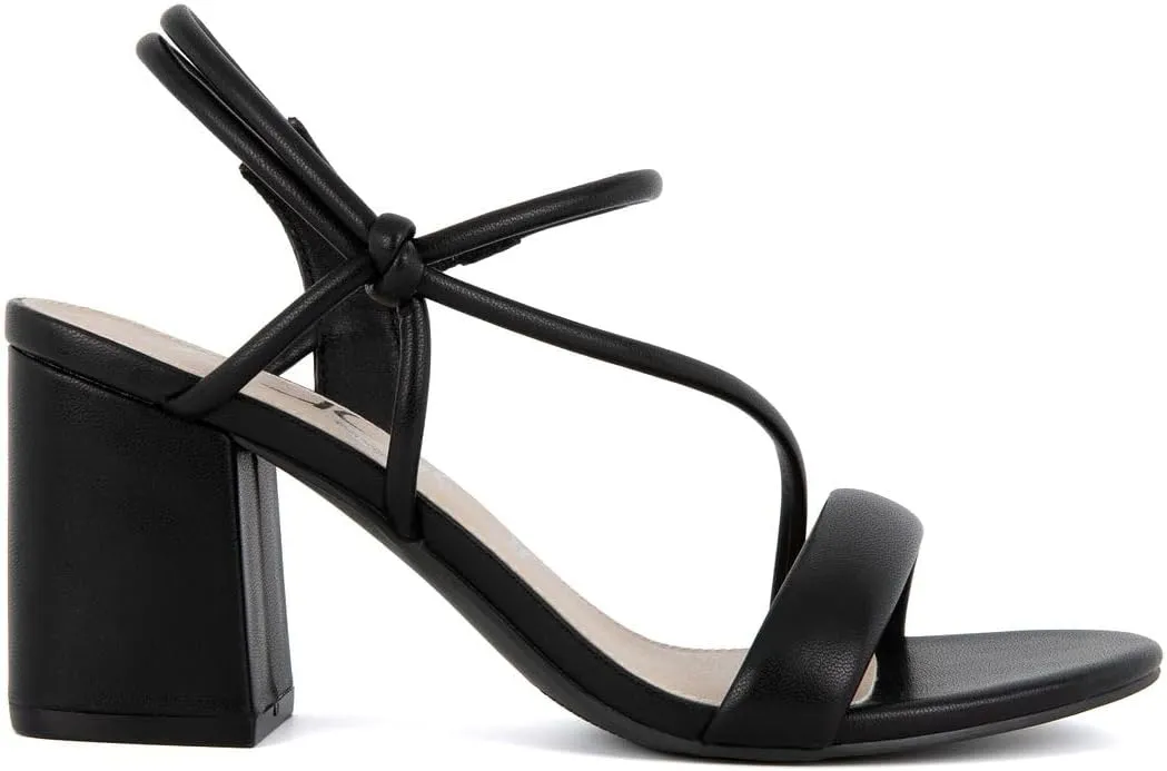 Sugar Women's Strappy Dress Sandals – Slip-On Block Heel Heels for Women, Open Toe Evening Party Shoes with Sparkly or Smooth Finish